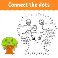 Dot to dot game. Draw a line. For kids. Activity worksheet. Coloring book. With answer. Cartoon character. vector