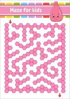 Rectangular color maze. Game for kids. Funny labyrinth. Education developing worksheet. Activity page. Puzzle for children. Cartoon character. Logical conundrum. Vector illustration.