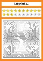 Square maze. Game for kids. Puzzle for children. Labyrinth conundrum. Color vector illustration. Find the right path. The development of logical and spatial thinking.