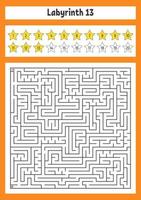 Square maze. Game for kids. Puzzle for children. Labyrinth conundrum. Color vector illustration. Find the right path. The development of logical and spatial thinking.