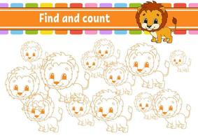 Find and count. Education developing worksheet. Activity page with pictures. Puzzle game for children. Logical thinking training. Isolated vector illustration. Funny character. Cartoon style.