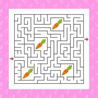 Square maze. Game for kids. Puzzle for children. Labyrinth conundrum. Color vector illustration. Find the right path. Isolated vector illustration. Cartoon character.