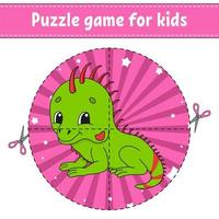 Cut and play. Logic puzzle for kids. Education developing worksheet. Learning game. Activity page. Cutting practice for preschool. Simple flat isolated vector illustration in cute cartoon style.