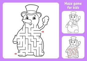 Abstract maze. Game for kids. Puzzle for children. Labyrinth conundrum. Christmas theme. Find the right path. Education worksheet. With answer. vector