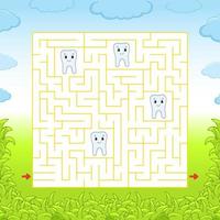 Square maze. Game for kids. Puzzle for children. Labyrinth conundrum. Color vector illustration. Find the right path. Isolated vector illustration. Cartoon character.