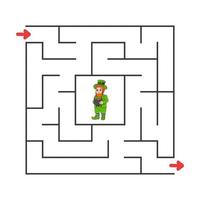 Square maze. Game for kids. Puzzle for children. Cartoon character. Labyrinth conundrum. Color vector illustration. Find the right path. The development of logical and spatial thinking.