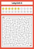 Square maze. Game for kids. Puzzle for children. Labyrinth conundrum. Color vector illustration. Find the right path. The development of logical and spatial thinking.