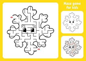 Abstract maze. Game for kids. Puzzle for children. Labyrinth conundrum. Christmas theme. Find the right path. Education worksheet. With answer. vector