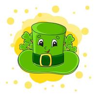 Leprechaun hat. Colorful vector illustration. Isolated on color abstract background. Design element. Cartoon character. St. Patrick's day.