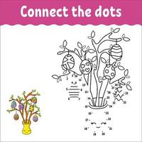 Dot to dot game. Draw a line. For kids. Activity worksheet. Coloring book. With answer. Cartoon character. vector