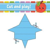 cortar y jugar. rompecabezas de lógica para niños. hoja de trabajo de desarrollo educativo. juego de aprendizaje. página de actividad. práctica de corte para preescolar. Ilustración de vector aislado plano simple en estilo de dibujos animados lindo.