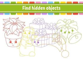 Find hidden object. Education developing worksheet. Activity page with pictures. Color contour. Logical thinking training. Isolated vector illustration. Funny character. Cartoon style.