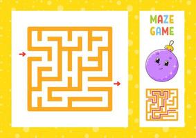 Funny maze. Game for kids. Puzzle for children. Happy character. Labyrinth conundrum. Color vector illustration. Find the right path. With answer. Isolated vector illustration. Cartoon style.