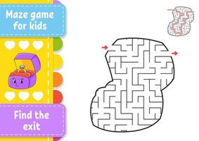 Abstract maze. Game for kids. Puzzle for children. Labyrinth conundrum. Black and color vector illustration isolated on white background. Find the right path. Education worksheet. With answer.