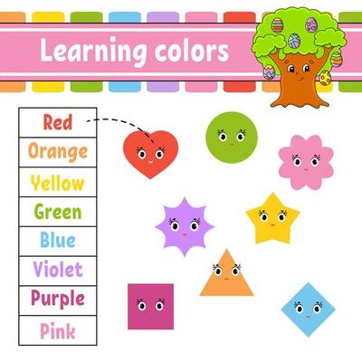 Learning colors. Education developing worksheet. Easter egg tree. Activity page with pictures. Game for children. Isolated vector illustration. Funny character. Cartoon style.