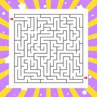 Square maze. Game for kids. Puzzle for children. Labyrinth conundrum. Color vector illustration. Find the right path. Isolated vector illustration. Cartoon character.