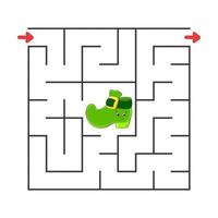 Square maze. Game for kids. Puzzle for children. Cartoon character. Labyrinth conundrum. Color vector illustration. Find the right path. The development of logical and spatial thinking.