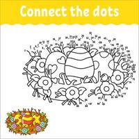 Dot to dot game. Draw a line. For kids. Activity worksheet. Coloring book. With answer. Cartoon character. vector