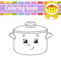 Coloring book for kids. Cheerful character. Vector illustration. Cute cartoon style. Black contour silhouette. Isolated on white background.