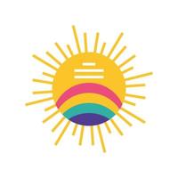 sun with rainbow cartoon vector