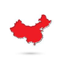 Vector Illustration of the red Map of China on White Background