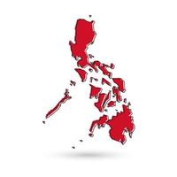 red Map of Philippine Islands on White Background vector