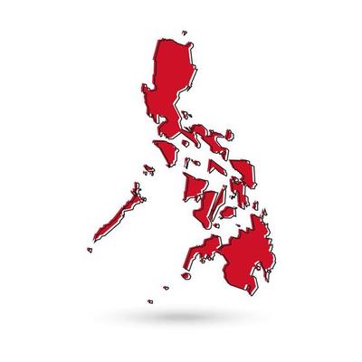 red Map of Philippine Islands on White Background