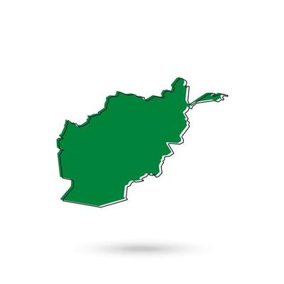 green Map of Afghanistan on White Background