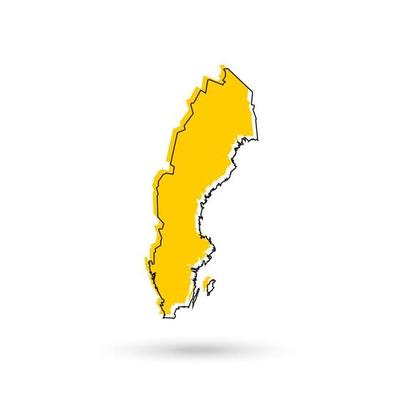 Yellow Map of Sweden . Silhouette isolated on white background.