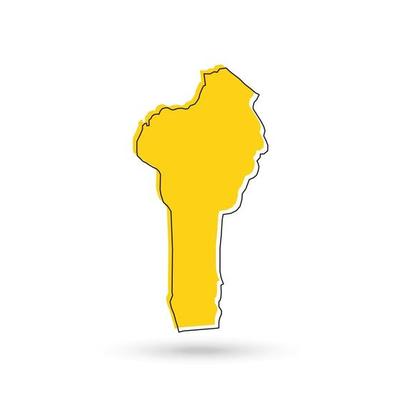 Vector Illustration of the yellow Map of Benin on White Background