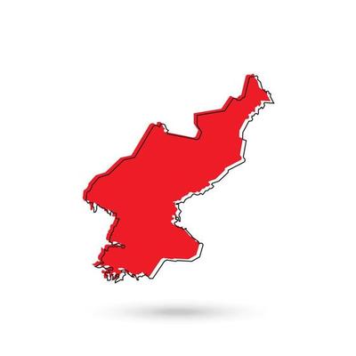 Vector Illustration of the red Map of North Korea on White Background