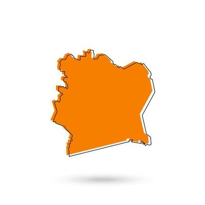 orange Map of Ivory Coast on White Background