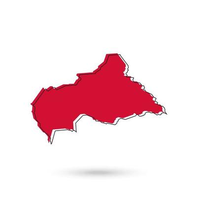 red Map of Central African Republic on White Background