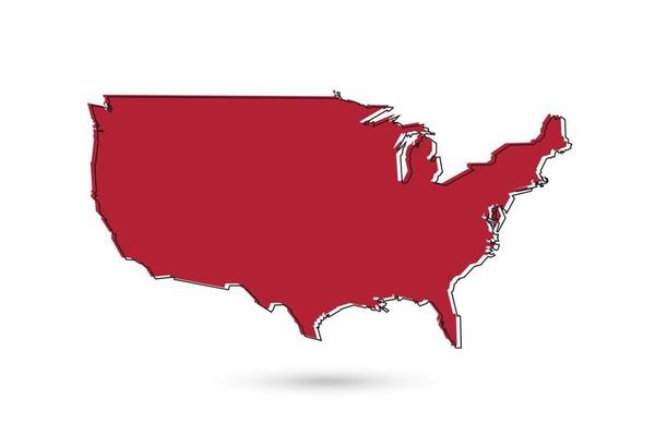 Red silhouette map of United States of America