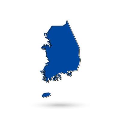 Vector Illustration of the Blue Map of South Korea on White Background