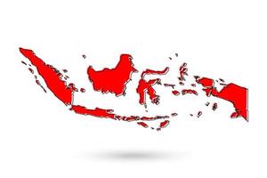 Vector Illustration of the red Map of Indonesia on White Background