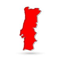 Portugal red Map Isolated on White Background. vector