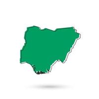 Ilustración vectorial del mapa verde de Nigeria sobre fondo blanco. vector