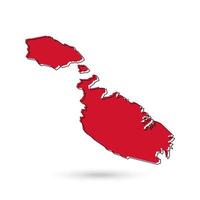 Malta red Vector Map Isolated on White Background.