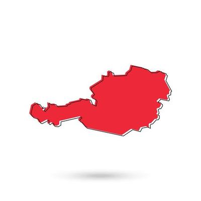 Vector Illustration of the red Map of Austria on White Background