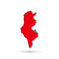 Vector Illustration of the red Map of Tunisia on White Background