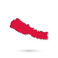 Vector Illustration of the red Map of Nepal on White Background