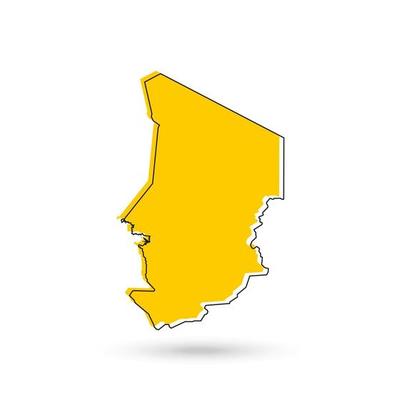 Vector Illustration of the yellow Map of Chad on White Background