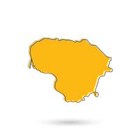 Vector Illustration of the yellow Map of Lithuania on White Background