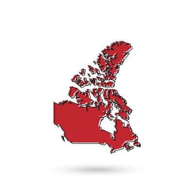 Canada red map on white background