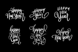 Happy New Year Festive Event Lettering Design Set vector