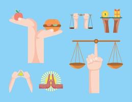 balance in hands set vector