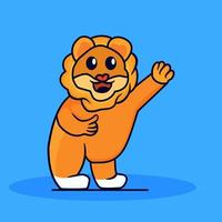 cartoon illustration of a lion waving his hand vector