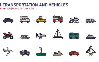 icono de transporte y vehiculos vector