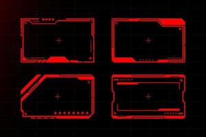 Red frame set technology futuristic hud vector design.